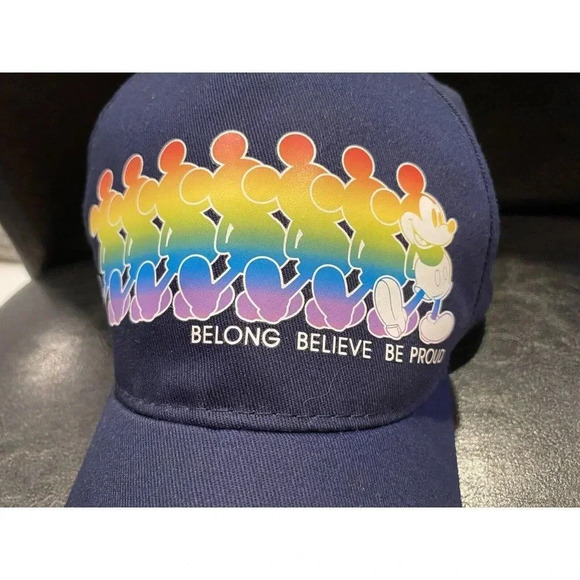 Walt Disney World Mickey Mouse Gay Pride LGBTQ Believe Belong Be Proud Cap Hat - Picture 5 of 6
